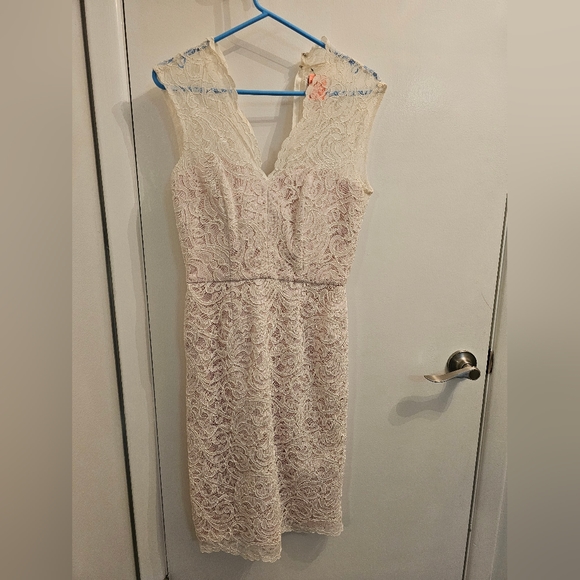 Dresses & Skirts - White lace dress with pink underlayment